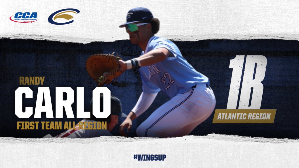 ClarionEagles's tweet photo. Put another plaque on the mantle for Randy Carlo! The senior @ClarionBaseball first baseman was voted D2CCA First Team All-Region in the Atlantic! https://t.co/uBoHpkG033