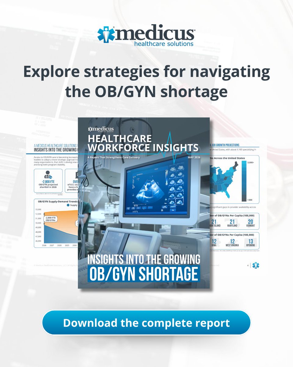 MedicusLLC's tweet photo. As OB/GYN demand continues to outpace supply, healthcare organizations are planning for long-term workforce stability. Explore the latest data and strategies in our report. Link in bio

#OB/GYNShortage #OB/GYNs #OB/GYNLocumTenens https://t.co/q0fLOoZBcg