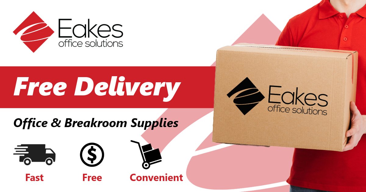 EakesOS's tweet photo. Fast. Free. Convenient. 🚚✨
At Eakes, free delivery means less hassle and more time to focus on what matters. From essential office supplies that keep your business running smoothly to drinks, snacks, and breakroom favorites your team loves—we deliver it all, right to your door! https://t.co/wAWIgOS0FE