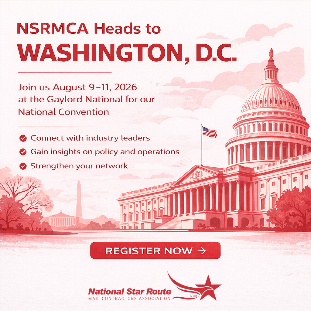 nsrmca's tweet photo. NSRMCA heads to Washington, D.C. this August.
Join us for three days of insight, connection, and industry leadership.

Register now: https://t.co/OLPfPBLLcV

#NSRMCA #MailContractors #USPS #Networking #DCEvents https://t.co/QQFws026Mg