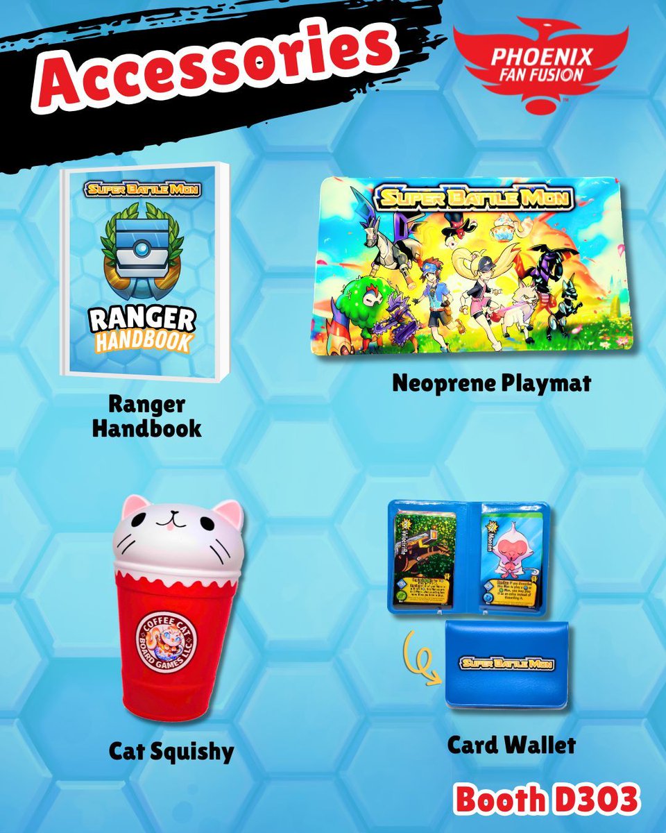 ScienceQuinn's tweet photo. Who's excited for Phoenix Fan Fusion? Stop by booth D303 or our 4 tables in Game Tabletopia to get all your Super Battle Mon items! 

=================
Big battles, tiny decks, zero barriers.

Super Battle Mon is an ultra fast TCG that you can play anywhere in just 3 minutes https://t.co/bFMBcovRfX