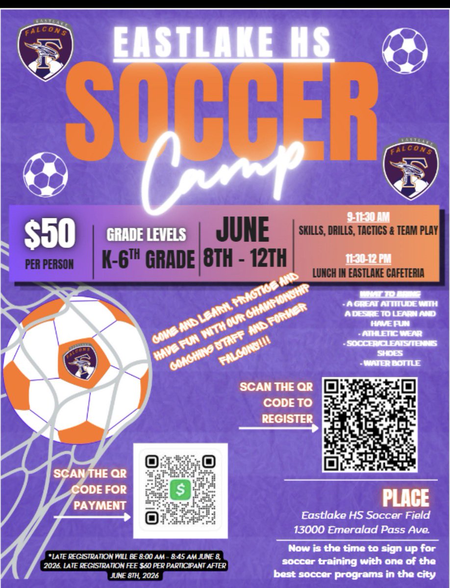 Gibbysoccer's tweet photo. Need to keep your kids active during the 1st week of summer.  Please consider registering for the Eastlake Soccer Camp. https://t.co/aWJNt8QEwt
