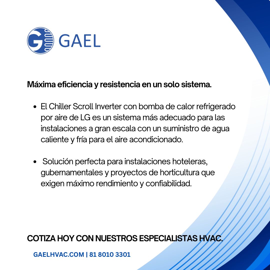GaelHVAC's tweet photo. Máxima eficiencia y resistencia para proyectos de gran escala.

El Chiller Scroll LG ofrece alto rendimiento, confiabilidad y operación eficiente para aplicaciones que requieren climatización continua y precisa.

📞 81 8010 3301|🌐 https://t.co/dflSOK3QKI https://t.co/rKWL7Tnv7Z