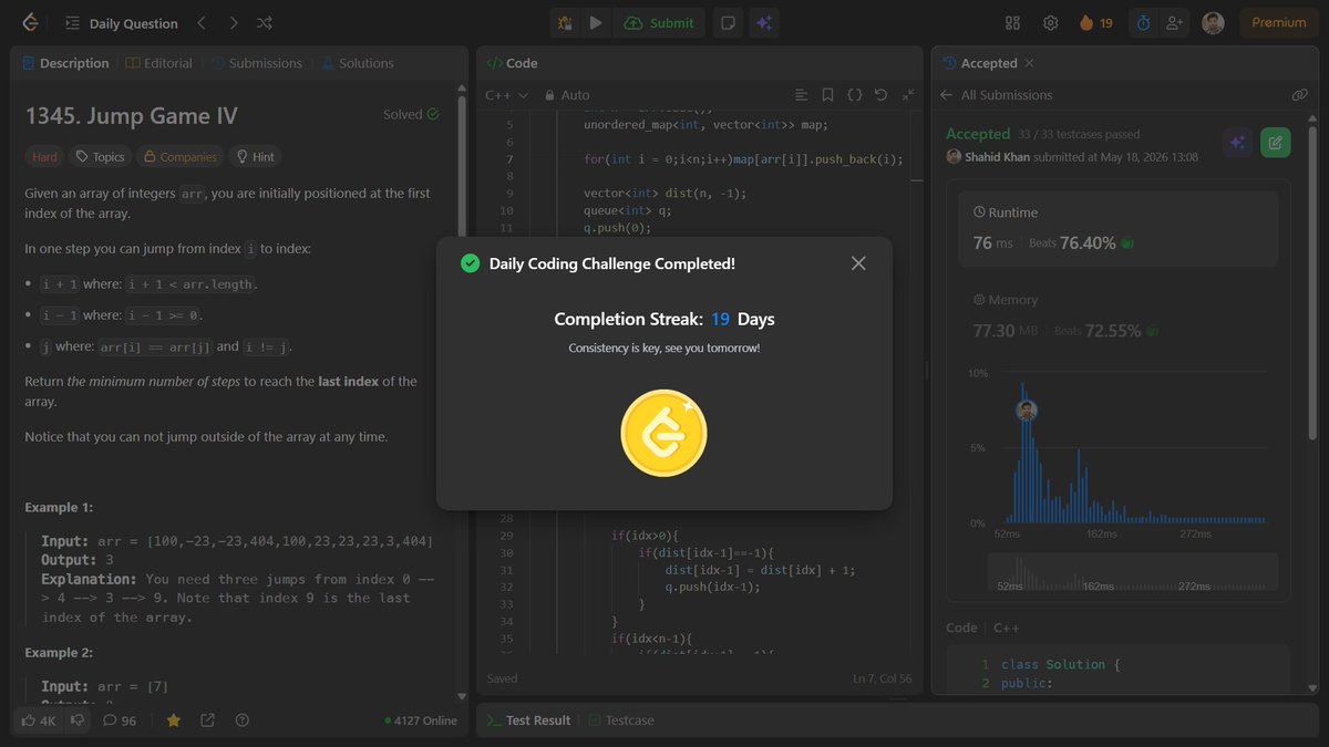 shahidx_05's tweet photo. Day 439 of #1001DaysOfCode
✅ Solved 3 DSA 
✅3 Codeforces problems 
✅Started CSES Searching &amp; Sorting (6 solved) https://t.co/eBwxSMrJGa
