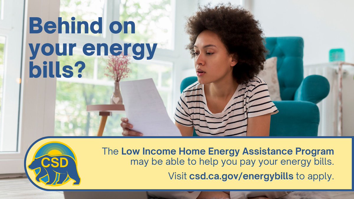 ca_csd's tweet photo. Behind on your energy bills? The State of California may be able to help. Visit https://t.co/TEHwlLWsXd to see if you qualify &amp; to apply. #CALIHEAP https://t.co/PHmZFzY6nV