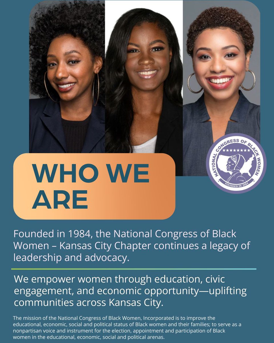 ncbwkc's tweet photo. We are more than an organization—we are a movement.

The National Congress of Black Women Kansas City Chapter is a powerful network of women committed to leadership, advocacy, and community impact.

Learn more: https://t.co/dT4VH8z8he
#WomenInLeadership #CommunityImpact #NCBWKC https://t.co/6ii4dxF1dI