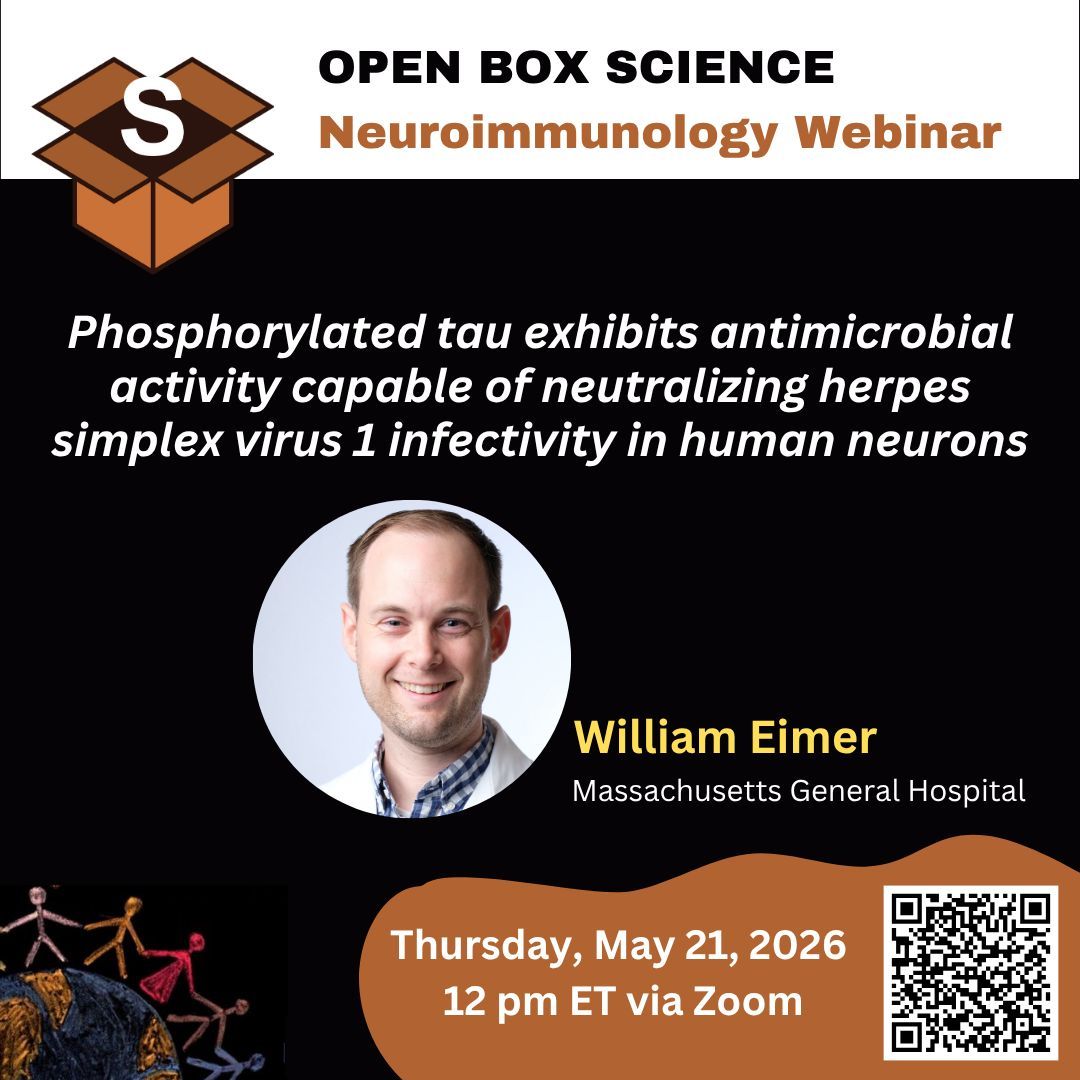OpenBoxSci's tweet photo. OBS Neuroimmunology Webinar — Monthly on the 3rd Thu at 12 PM ET
SPEAKER HIGHLIGHT

William Eimer, PhD 
Instructor @MGHNeurology and @harvardmed

*Zoom: https://t.co/HUh9eGl74q https://t.co/iGkIMDtXw2