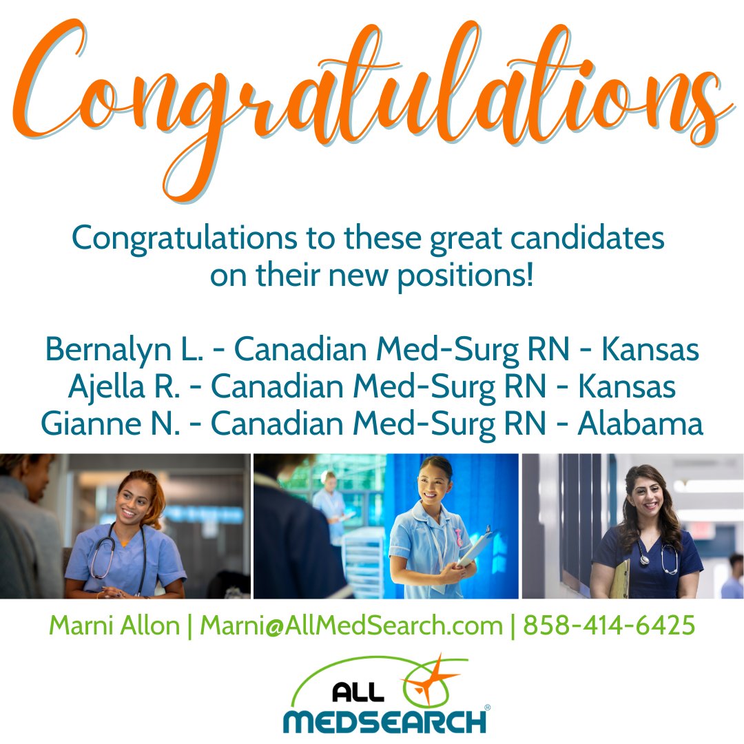 AllMedSearch's tweet photo. Three amazing candidates, three exciting new roles! 🩺🇺🇸 https://t.co/W9LRX1u1ZD