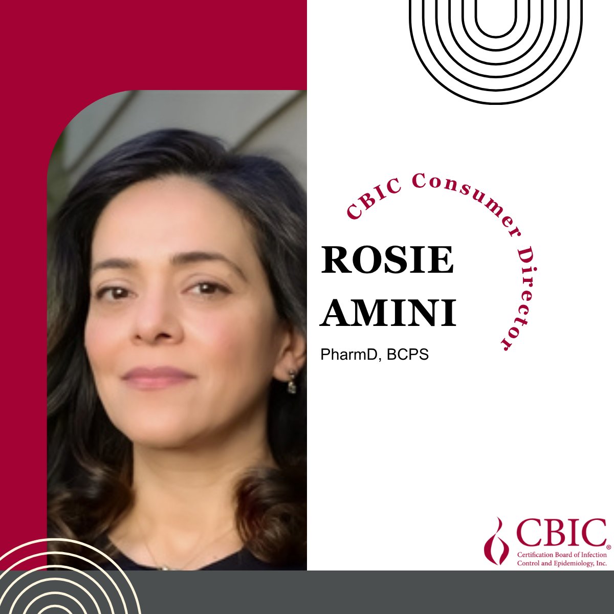 CBIC's tweet photo. 🌟Today’s Board Spotlight features Consumer Director Rosie Amini, PharmD, BCPS.

🔗Learn more about Rosie here: https://t.co/7Xyk7Aby5Q https://t.co/YvyoymJrEn