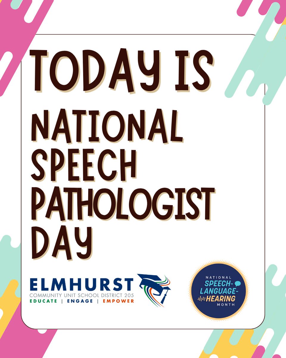 ElmhurstD205's tweet photo. Today, on National Speech Pathologist Day and during National Speech-Language-Hearing Month, we celebrate the incredible speech-language pathologists across District 205.

Thank you for helping students build confidence, strengthen communication skills and find their voice each day. Your impact is felt in every classroom across our district.

#WeAreD205
