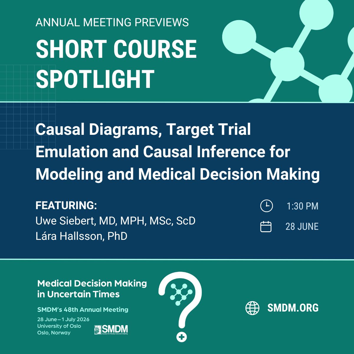 socmdm's tweet photo. You can be a part of this short course at SMDM's 48th Annual Meeting in Oslo, 28 June–1 July 2026. Register now to reserve your spot! #SMDM26 #ShortCourses #PlanYourMeeting
📅 28 June | 1:30 PM – 4:45 PM
🔗 Full description: https://t.co/40wgGw8Y7o https://t.co/YElaeAY8hL