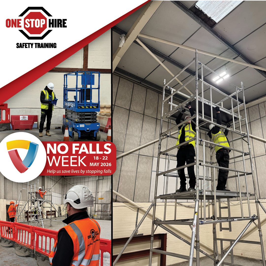 OneStopHire's tweet photo. This week marks No Falls Week, a national campaign focused on raising awareness around the dangers of working at height and the importance of safer working practices across UK workplaces.

#NoFallsWeek #WorkingAtHeight #PASMA #ConstructionSafety #HealthAndSafety https://t.co/ErTEjX1GVE