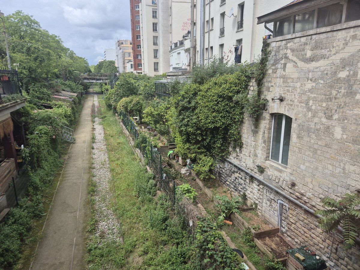EVDM75007's tweet photo. La #PetiteCeinture vue de la #Recyclerie, anciennement gare de Boulevard Ornano (#Paris18).
@aspcrf https://t.co/WlquSir7T3