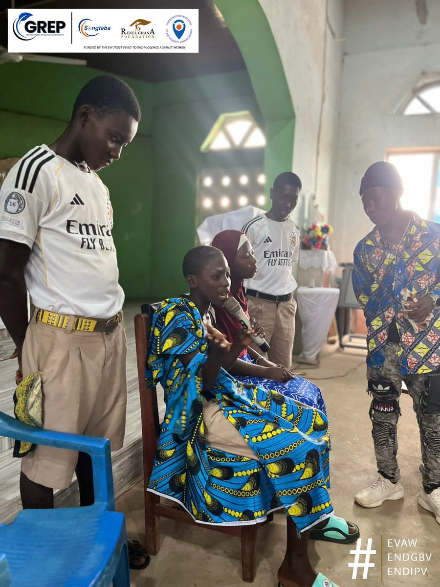 Renel_GF's tweet photo. Students in Ekumfi used drama, music, and storytelling to raise awareness on IPV and witchcraft accusations during a community engagement programme organized with support from the UN Trust Fund and Songtaba NGO.

✅ No to Violence
✅ Yes to Peace &amp; Inclusion
#EndViolence https://t.co/xDFaYyjr8F
