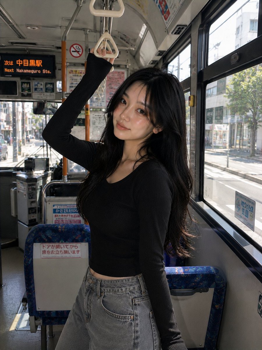 Korean Girl Urban Bus Candid
