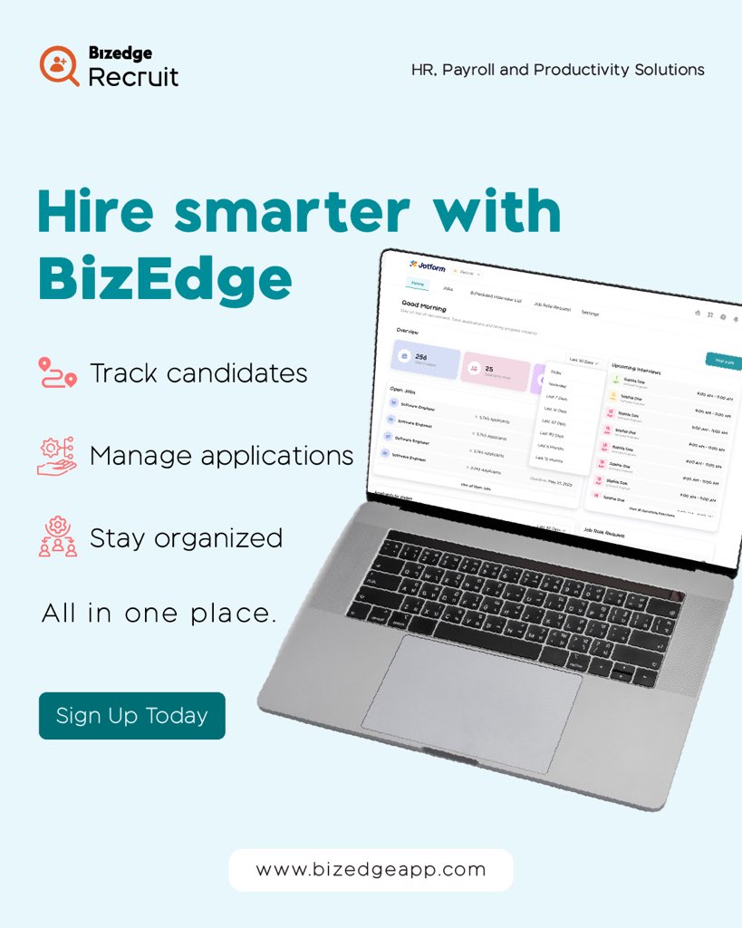 BizEdgeapp's tweet photo. Make faster, smarter hiring decisions.
Sign up for free or book a demo today.
#hiring #recruitment #hrsoftware #smarthiring #bizedge #hrtools #businessgrowth https://t.co/ghVMa9kIT5