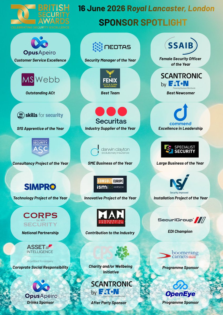 thebsia's tweet photo. Thank you to the sponsors of the 2026 British Security Awards https://t.co/sm3nGVTOFs
