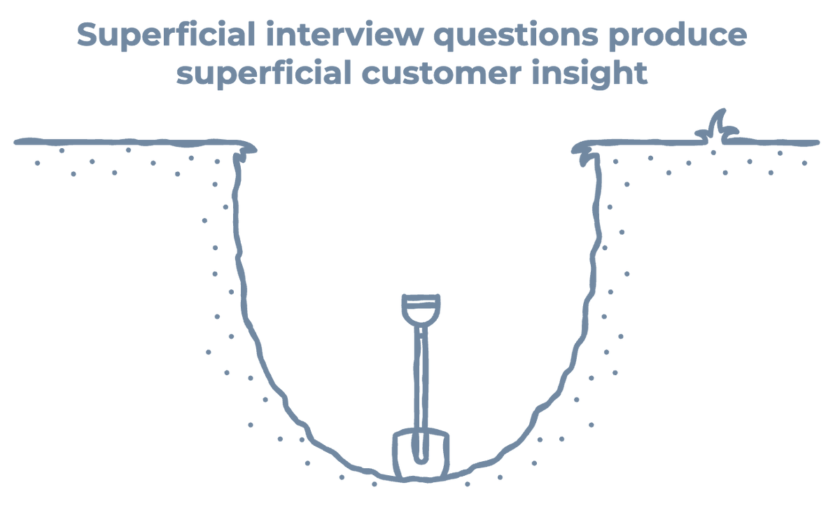 TaliaGw's tweet photo. If your customer interview questions sound like "What made you choose us today?"

OF COURSE they're describing features and pricing.

How many people are going to say, "Well, I was feeling really low…" 😅

Ask why. Then ask why again. 5 times. Until there are no more whys. https://t.co/7MTSNV4z4j