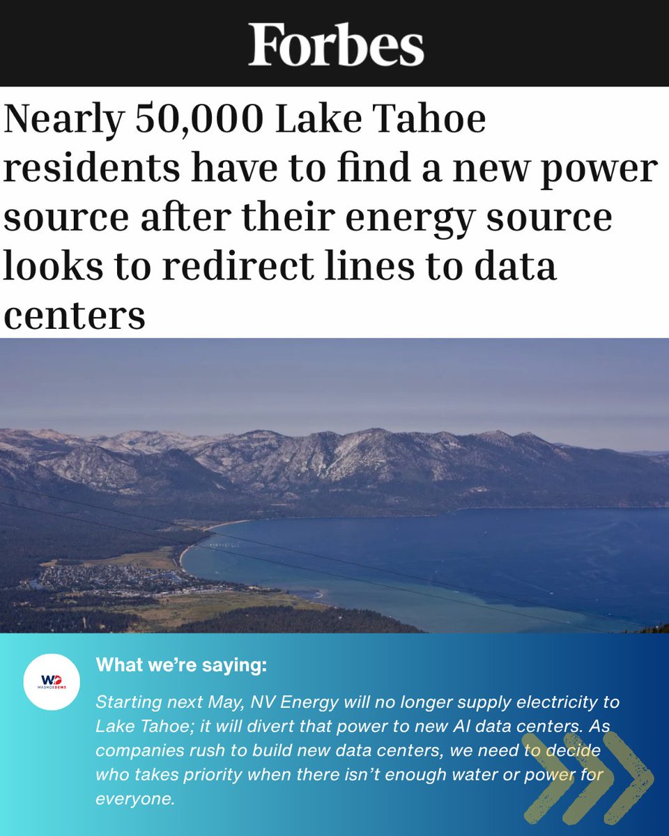 WashoeDEMS's tweet photo. Data centers are straining our power grid, Reno passed a 30-day pause on approving new data centers, and more in this week’s roundup.

#WeeklyRoundup https://t.co/Q7aNHkvGdX