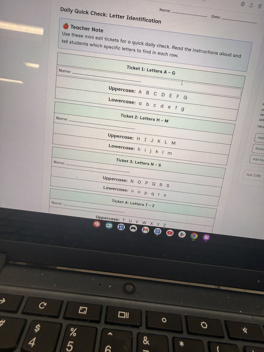TaylorP34's tweet photo. @DiffitApp helping me get ahead and create some exit tickets for my kindergarteners! I love that I was able to design it to fit my students needs. https://t.co/p9xT2USoXB