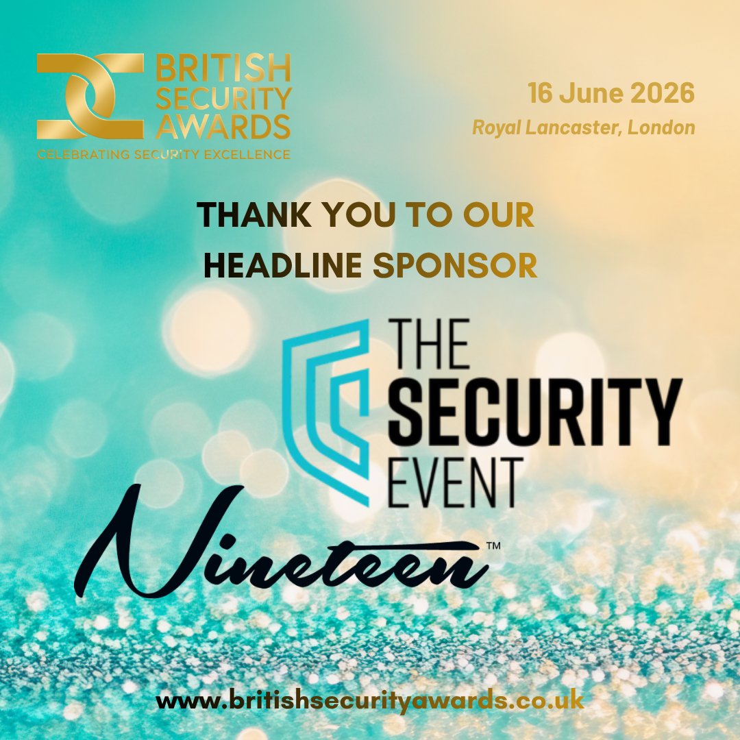thebsia's tweet photo. Thank you to the Headline Sponsor of the 2026 British Security Awards @NineteenGr96624 https://t.co/BpjMO8EBY6