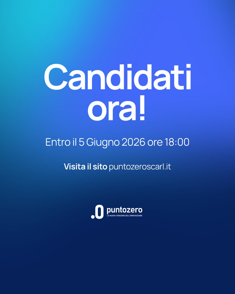 puntozeroscarl's tweet photo. Selezione pubblica per l'assunzione a tempo pieno e indeterminato di 3 posizioni nel profilo 𝗗𝗮𝘁𝗮 𝗦𝗰𝗶𝗲𝗻𝘁𝗶𝘀𝘁  𝗝𝘂𝗻𝗶𝗼𝗿. 𝗦𝗰𝗮𝗱𝗲𝗻𝘇𝗮 𝗖𝗮𝗻𝗱𝗶𝗱𝗮𝘁𝘂𝗿𝗮 ore 18:00 del 5 giugno 2026
Il bando: https://t.co/fM3cnkcvHV https://t.co/Ozw4j4MXwu