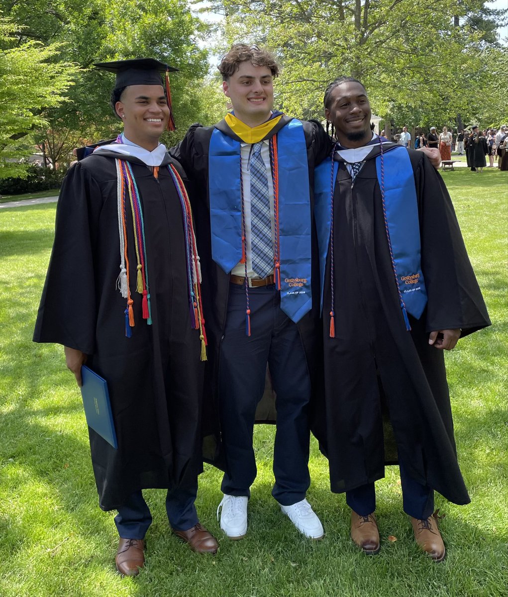 GburgMBB's tweet photo. The newest members of the Men's Gettysburg Basketball Alumni!

Big time congratulations goes out to Malachi Briscoe, Aidan Mess and Nate Williams as they received their diplomas this past weekend!

The program will miss their everyday presence but they will be part of this program for life!