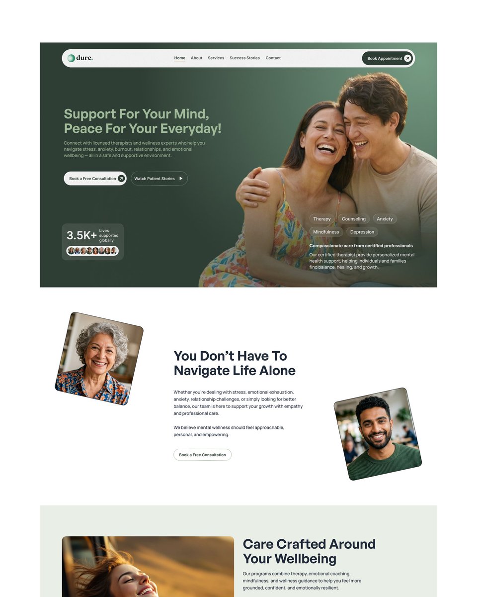 KingRobec's tweet photo. Mental Health Clinic Landing Page

Designed with a clean, clinical, yet comforting aesthetic, it features clear service breakdowns, real patient testimonials, and an approachable layout to build trust and ease anxiety.

Open for new design collaborations! https://t.co/ftJI9TP7ju
