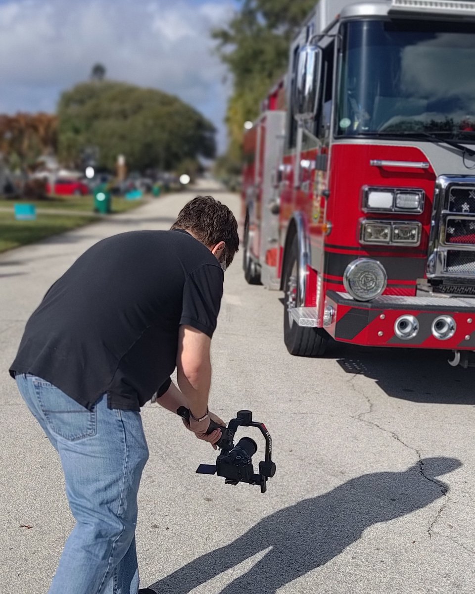 142Productions's tweet photo. Not every shoot comes with smoke, helmets, and a building teardown. Behind the scenes with the Satellite Beach Fire Department, capturing some training exercises! https://t.co/fVTDUtH2J0