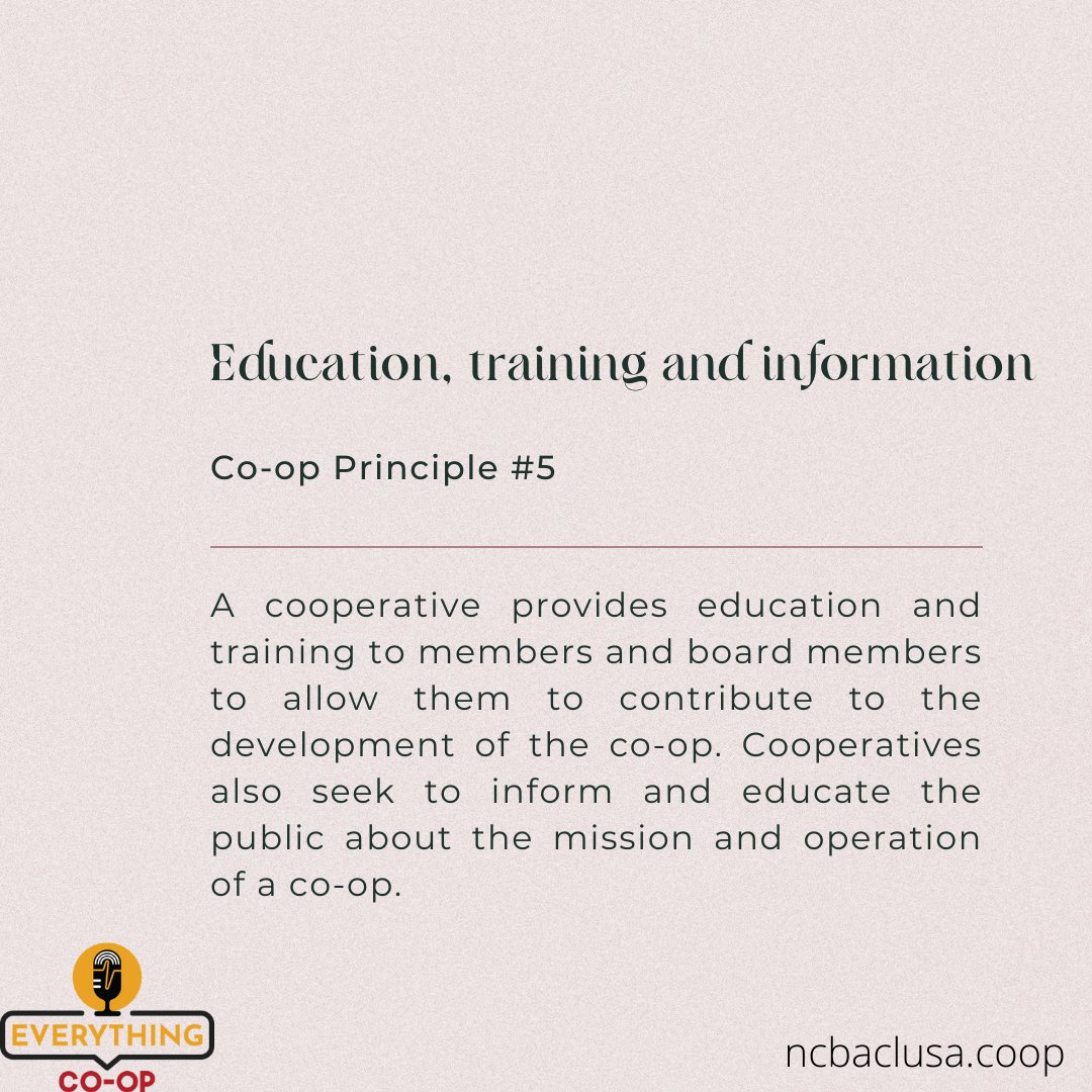 EverythingCoop's tweet photo. One of the strengths of the cooperative model is its 5th Principle: Education, Training, and Information. But learning in co-ops goes beyond formal training sessions. https://t.co/A4dHb5dKFQ