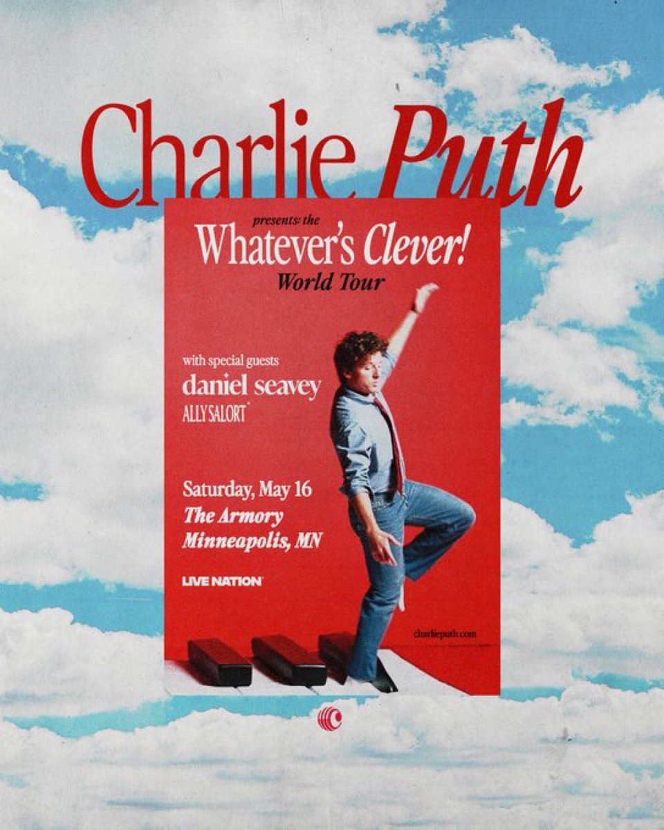 8787cp's tweet photo. Charlie Puth
#WhateversCleverWorldTour night 14
#minneapolis, MN
π
May 16, 2026
π the armory #ArmoryMn
#WhateversClever! #CharliePuth https://t.co/iGmbf4nCqh