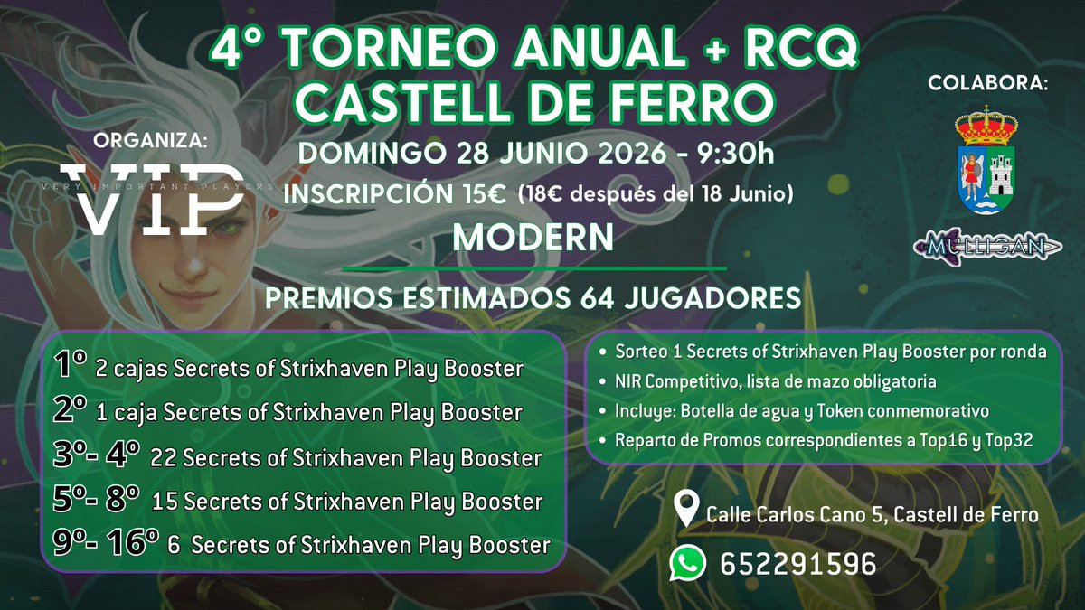 VIPeventosmtg's tweet photo. Buenas tardes! Nos preguntaban mucho y aquí está la respuesta...

REPETIMOS TORNEAZO EN CASTELL DE FERRO 🥳 

Tenemos doble sorpresa este año.😁

La primera, el cambio de ubicación a una nueva sala a 5min de playa ⛱️ https://t.co/STiXyk3OYh