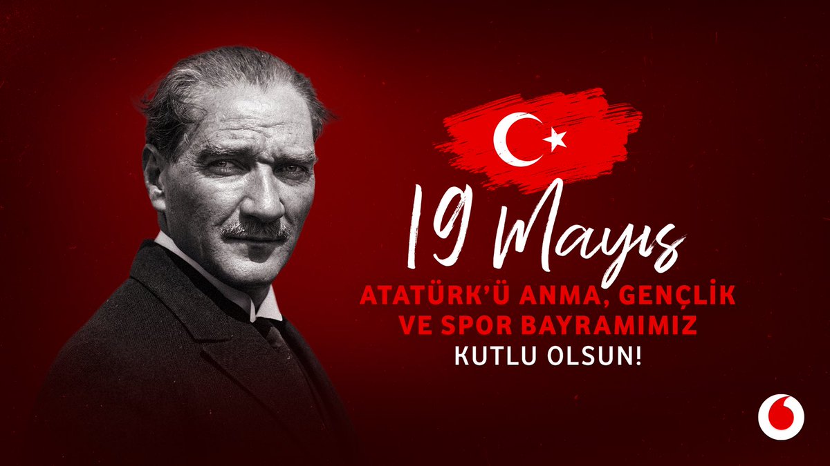 VodafoneTR's tweet photo. Ulu Önderimiz Mustafa Kemal Atatürk'ü saygı ve minnetle anıyor, 19 Mayıs Atatürk’ü Anma, Gençlik ve Spor Bayramı’nı kutluyoruz. https://t.co/YjGfojTNOs