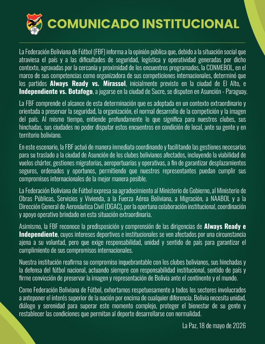 Federación Boliviana de Fútbol tweet media
