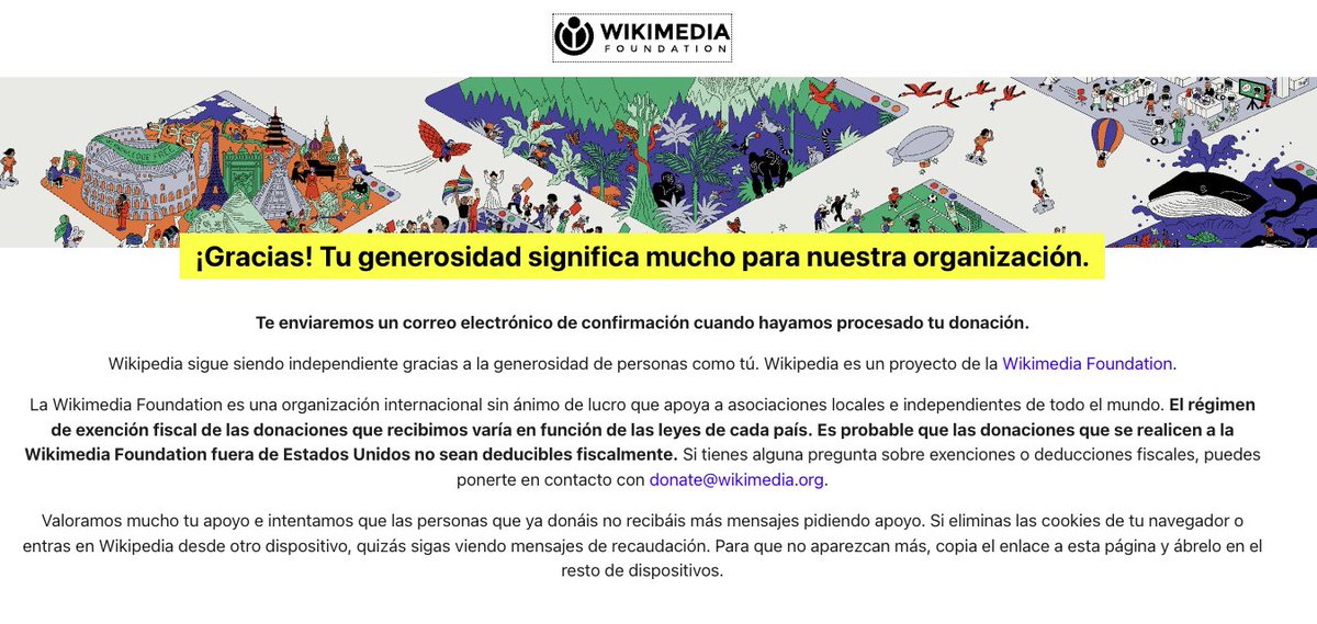 TalentApp's tweet photo. 🥳 Una pequeña donación par ala Wikipedia en su 25º aniversario
https://t.co/d6x84AgPax https://t.co/QkKUtQ91Nj