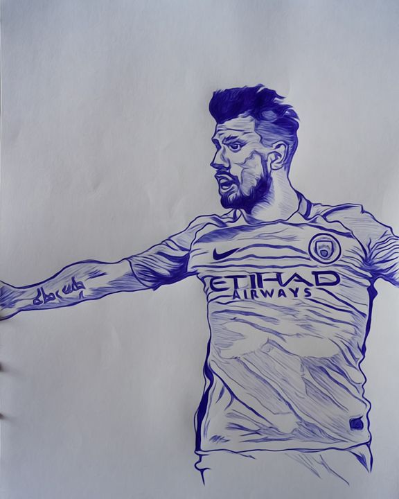 peepeey's tweet photo. Art of the Day! "Sergio Kun Aguero...". Buy at: https://t.co/scmfuyOmk8 https://t.co/rDNC36vykv