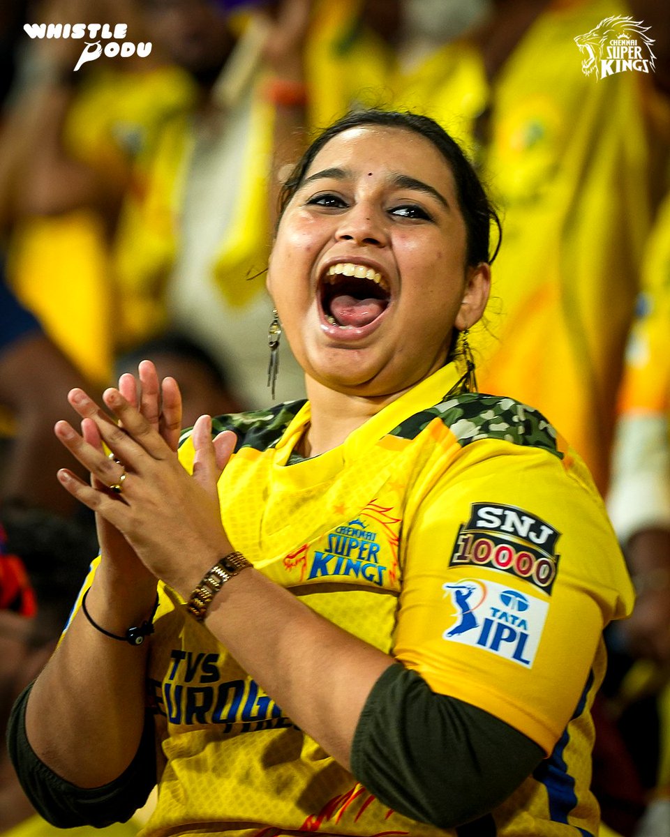 ChennaiIPL's tweet photo. Loud. Louder. Anbuden 🥳💛

#WhistlePodu #CSKvSRH https://t.co/Fu7U3BdiVW