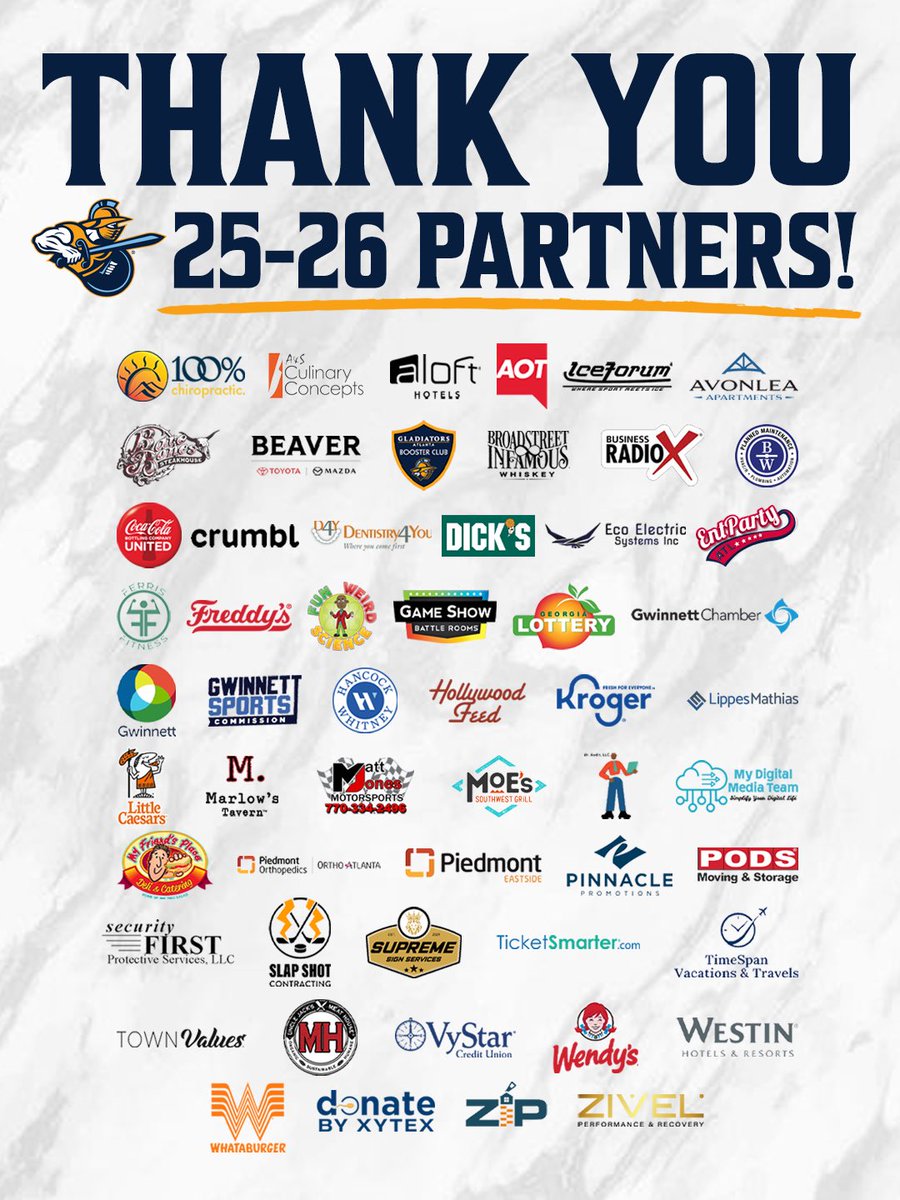 atlgladiators's tweet photo. Thank you to all of our incredible partners for being part of the 2025–26 season🤝 We couldn’t have done it without you👏 https://t.co/DDZ62PtYo2