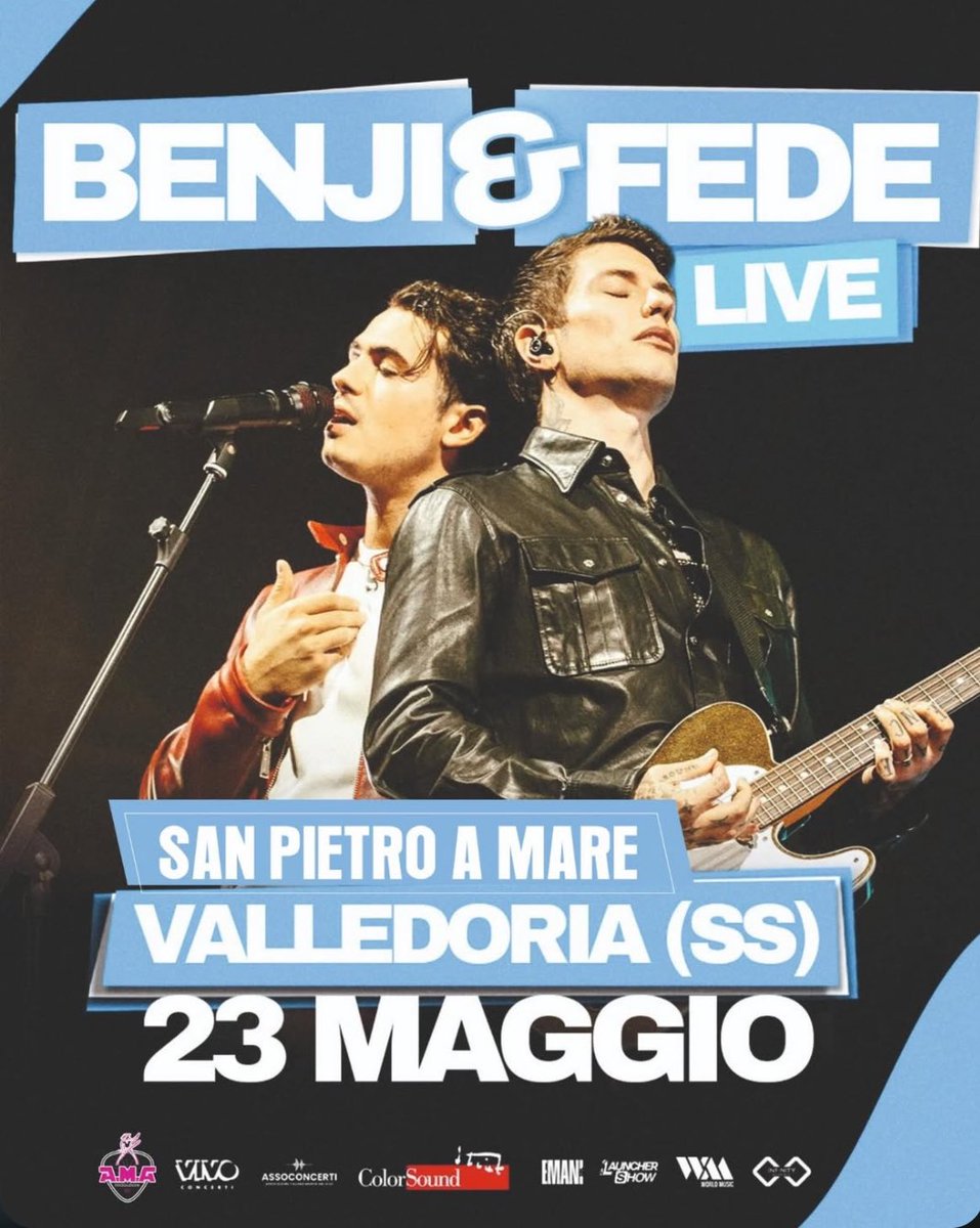 FRossi_Updates's tweet photo. SARDEGNAAA👀

🗓️ Benji &amp; Fede si esibiranno in concerto Sabato 23 maggio sul lungomare San Pietro a Valledoria (SS), dalle ore 22:00! ❤️‍🔥

👉🏻 L’ingresso è gratuito.

E voi, ci sarete? ✨ https://t.co/zQi1guxDXa