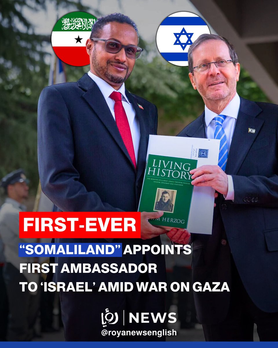 BereketKahsai1's tweet photo. Mohamed Omar Hagi Mohamoud, #Somaliland's first ambassador to #Israel, presents his Letter of Credence to Israeli President Isaac Herzog.
#EBRF saw this coming: Somaliland - 🇮🇱 
“We have no permanent friends or enemies, only permanent interests.” 
This matters - a lot. Because in geopolitics, states' behaviour is driven by strategic, economic, & security  priorities. Their primary goal is survival and the protection of their own citizens rather than unwavering loyalty or personal vendettas. 
#RegimeChangeInEritrea