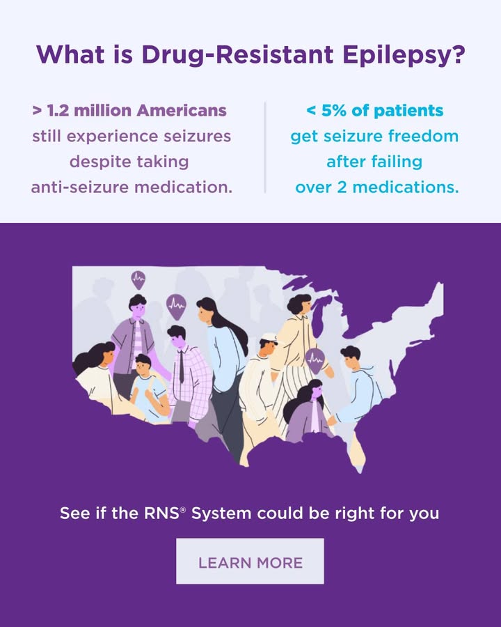 NeuroPace's tweet photo. If you’ve tried 2 or more medications to control your seizures with no success, you are not alone. Approximately 1 million Americans have drug-resistant epilepsy.​ 💊

Learn how the RNS® System may help your focal epilepsy: 
https://t.co/ndq11zbiqH ​

RNS System safety info: https://t.co/phw9TTn5jG 

#epilepsyawareness #neuropace #RNSSystem #seizures #epilepsy