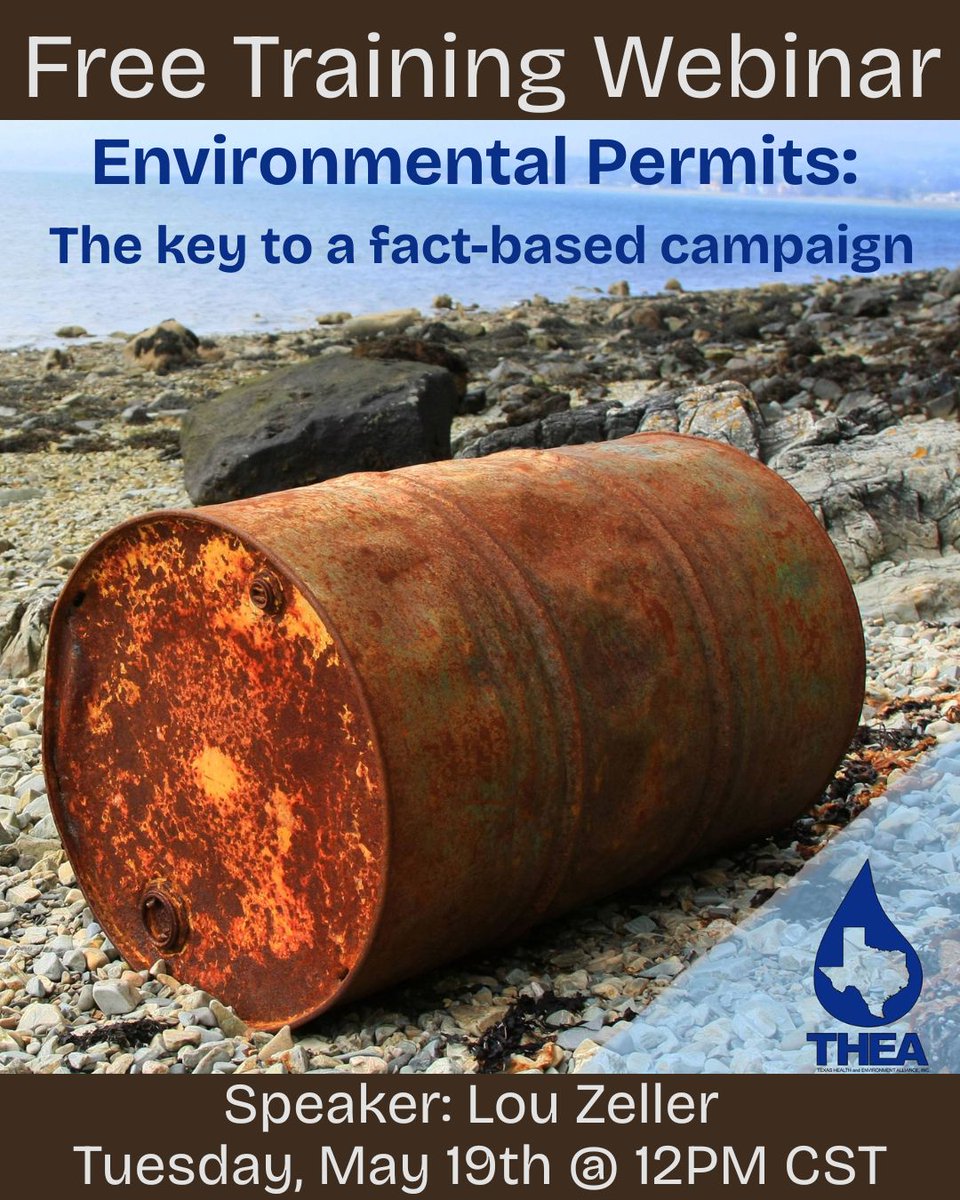 TXHEA's tweet photo. Join our FREE WEBINAR TOMORROW and learn about Environmental Permits with featured speaker Lou Zeller. 

TUESDAY, MAY 19TH • 12:00 PM CST
FREE • Registration link in bio. 
Can’t make it live? Register anyway and you will receive a recording of the session. https://t.co/DSL4GksfOB
