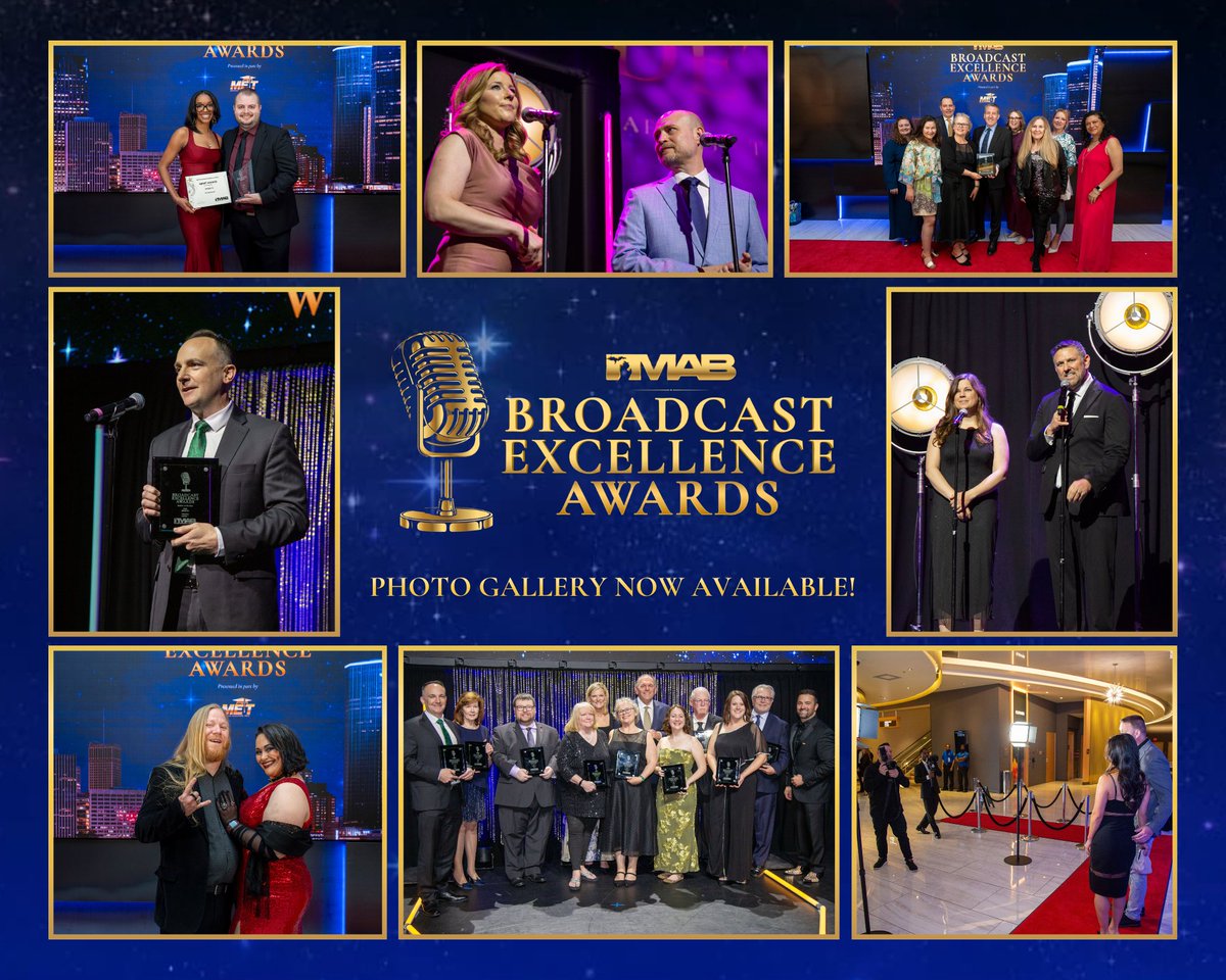 MIBroadcasters's tweet photo. 🌟 Photos &amp; highlights from the 30th Annual Broadcast Excellence Awards Gala are here! 🎙️🏆

From red carpet moments to celebrating this year’s Stations of the Year, it was an unforgettable night for Michigan broadcasting.

📸 Gallery + video recap:
https://t.co/4wz33XNWr1 https://t.co/DEerkf11N5