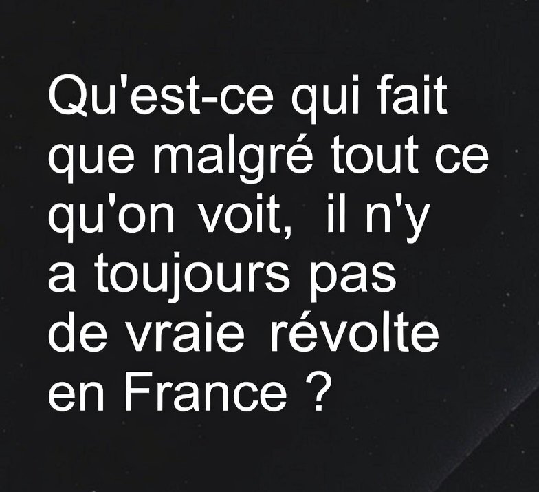 csibon27's tweet photo. 🥰😇
Qu'est-ce qui fait que malgré tout ce qu'on voit, il n'y a toujours pas de vraie révolte en France ? https://t.co/Y9eZ6sKA10