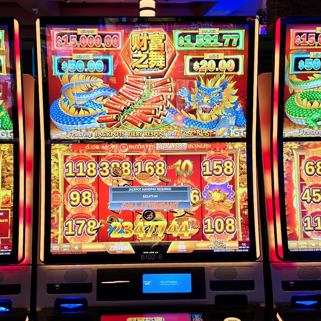 SRCResort's tweet photo. The machines are hot 🔥

Imagine sitting down, placing an 88-cent bet, and walking away with over $23,000! The winning energy is in the air. Come get in on the action and see if you can catch a hot streak of your own! 🎰✨ #SRCResort https://t.co/yApiwE8zzK