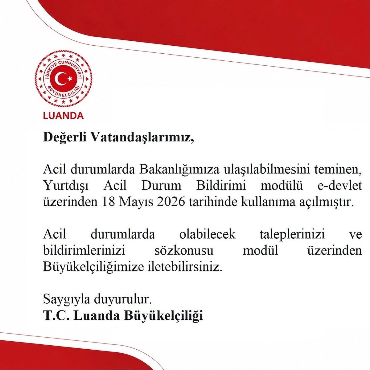 TC_LuandaBE's tweet photo. 📢 Bilgilendirme https://t.co/K6xYwVuEbq