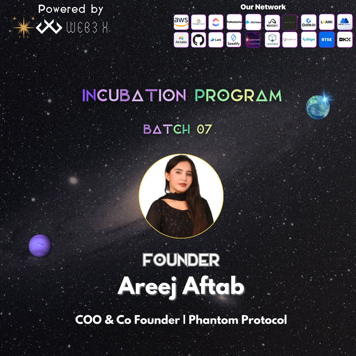 areej_aftab_aj's tweet photo. Enrolled in @W3X_NW! Stepping in as COO of Phantom Protocol to cut through the noise and build the private DeFi infrastructure institutions actually need. Grateful for the backing. Time to execute. https://t.co/JY2BcMYFHY