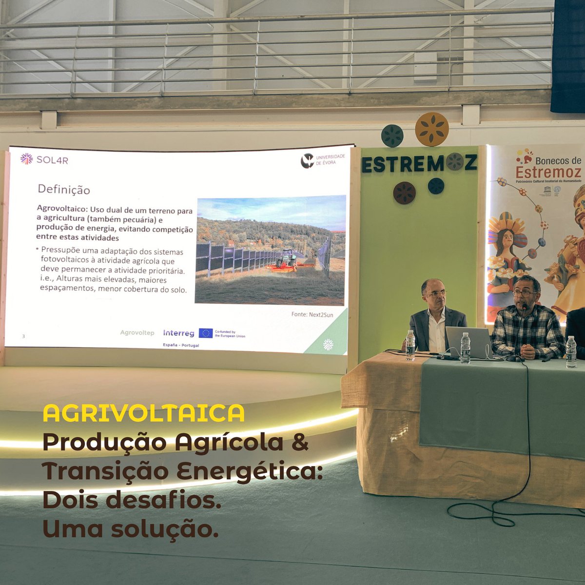 _makeItBetter's tweet photo. 🌱 A agrivoltaica esteve em destaque na FIAPE, em Estremoz!
 
O projeto AGROVOLTEP promoveu o Encontro de Atores “Transição Energética e Produção Agrícola – dois desafios, uma solução”, reunindo especialistas, entidades públicas, setor agropecuário e agentes do território. https://t.co/feAZykoboj