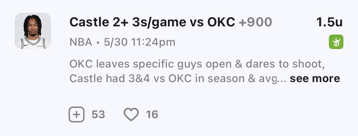 KneeAllOh's tweet photo. Another castle prop. You claimed avg 2 3s per game at +900 but @DKSports has it at +250 https://t.co/bXrcenKNHS