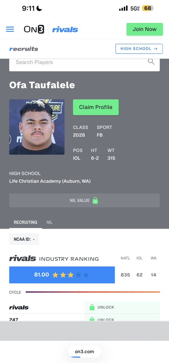 OfaTaufalele's tweet photo. I’m blessed to be named a 3 Star ⭐️ thank you Jesus!!
@CoachHDennis @BrandonHuffman @FaipeaAvaava @CaliDQ @Coach_TuiAvaava https://t.co/PVNcZJGrcc